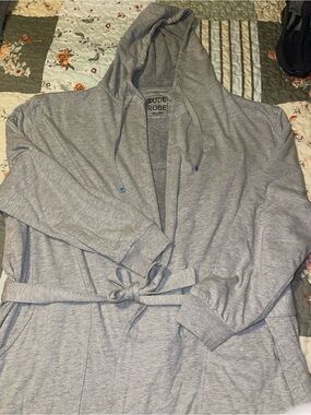 Dude Robe - Men's Gray Hooded Bathrobe Robe with Belt